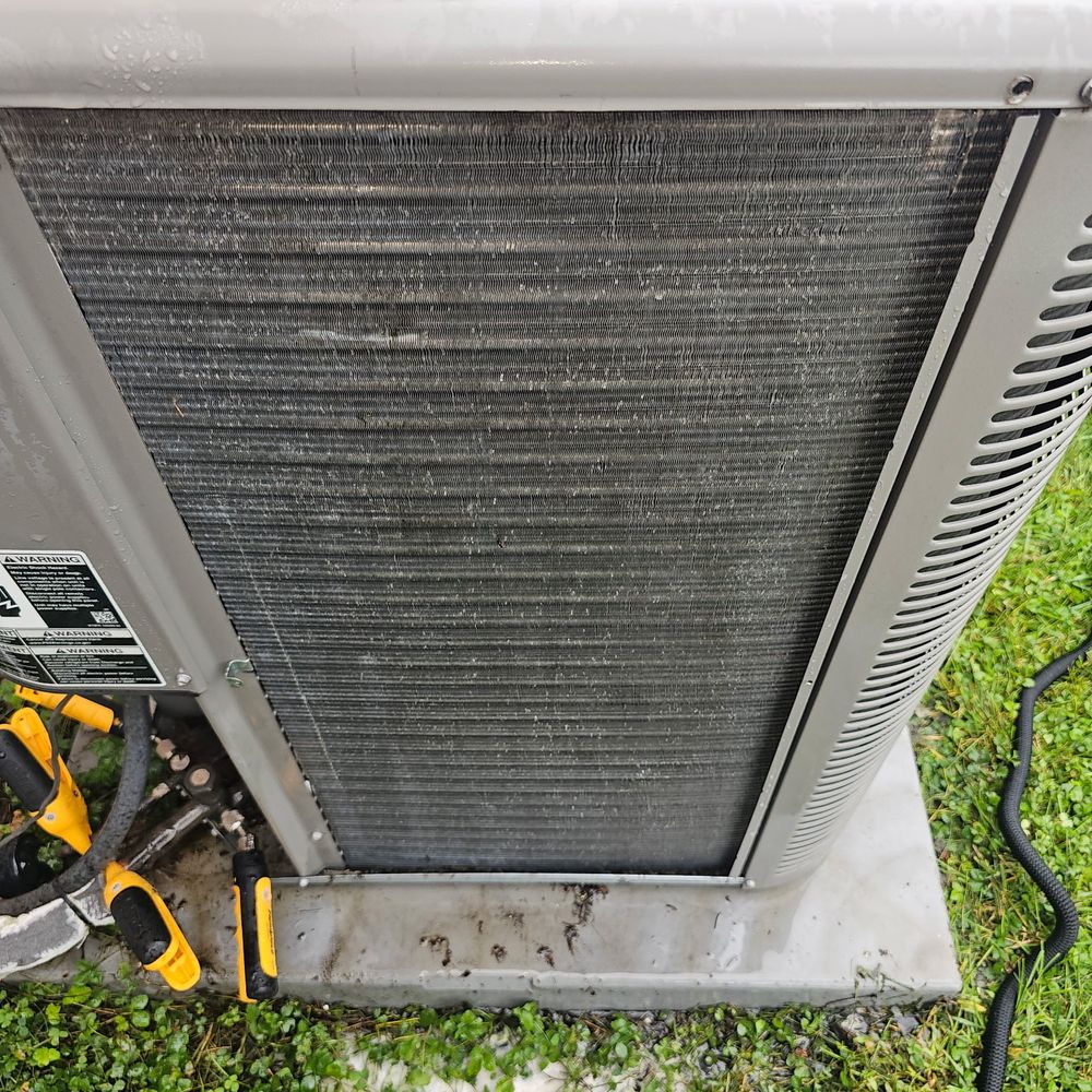 The same condenser coil after a JBrick Heating and Cooling tune-up