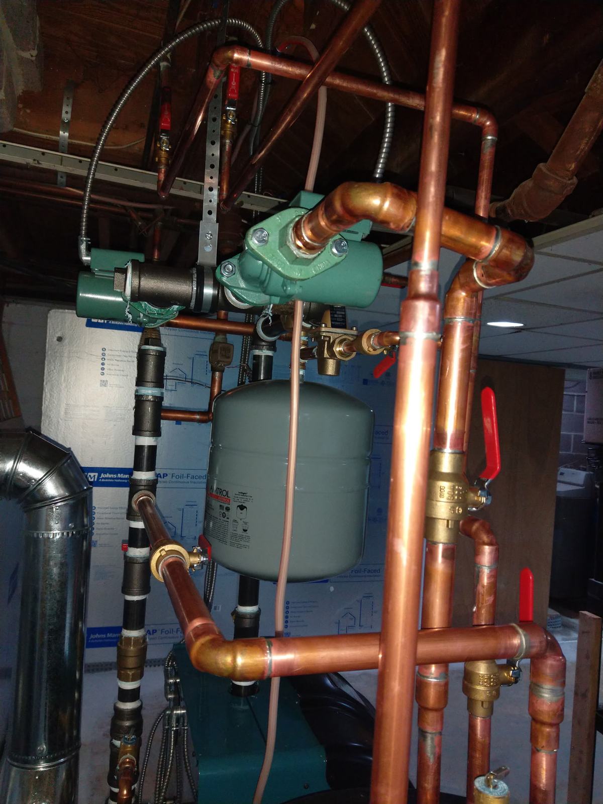 Copper near-boiler piping installed by JBrick Heating and Cooling